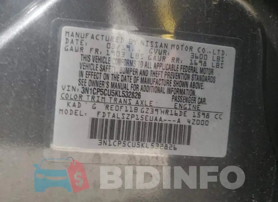 3N1CP5CU5KL532826 Photo# 13
