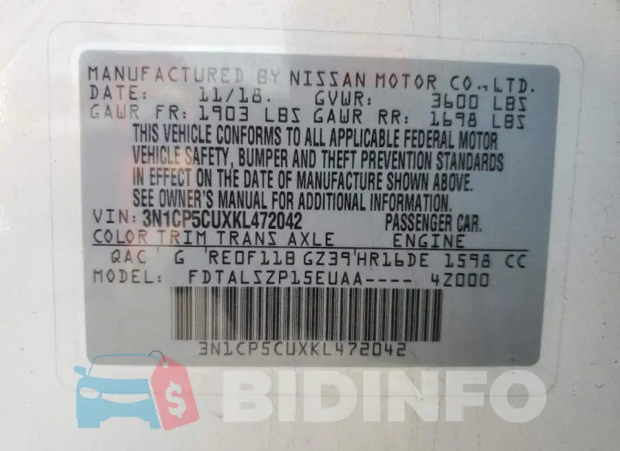3N1CP5CUXKL472042 Photo# 10