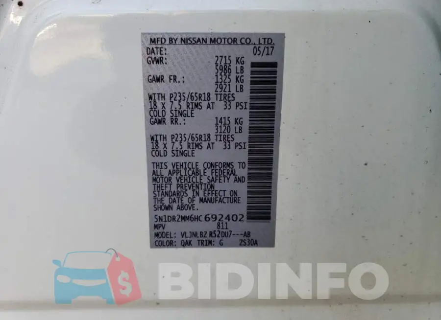 5N1DR2MM6HC692402 Photo# 12