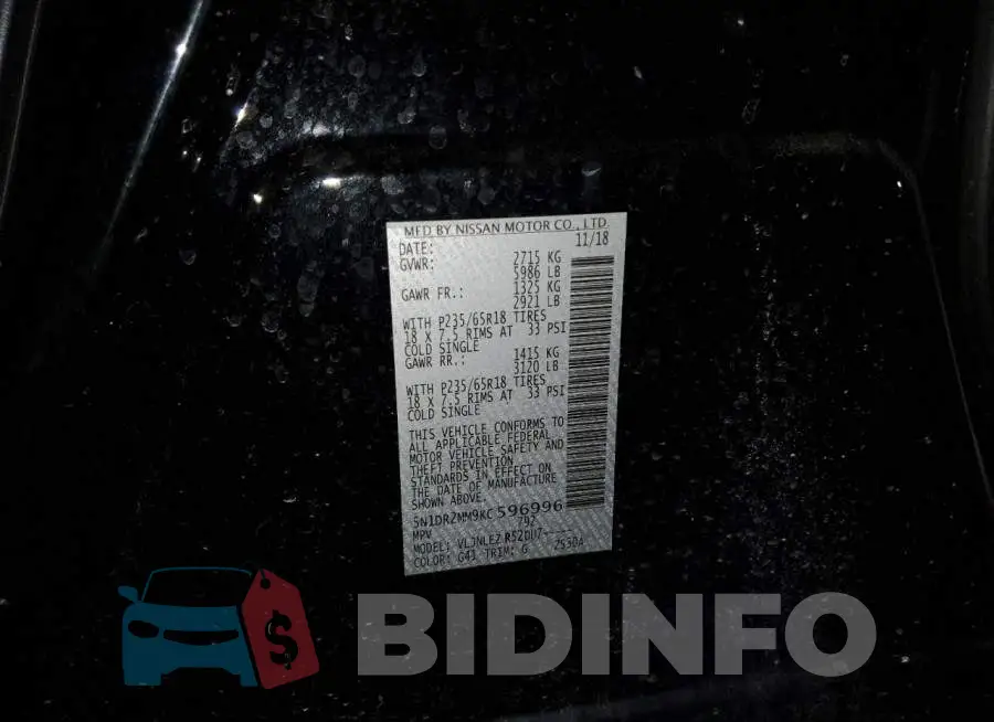 5N1DR2MM9KC596996 Photo# 13