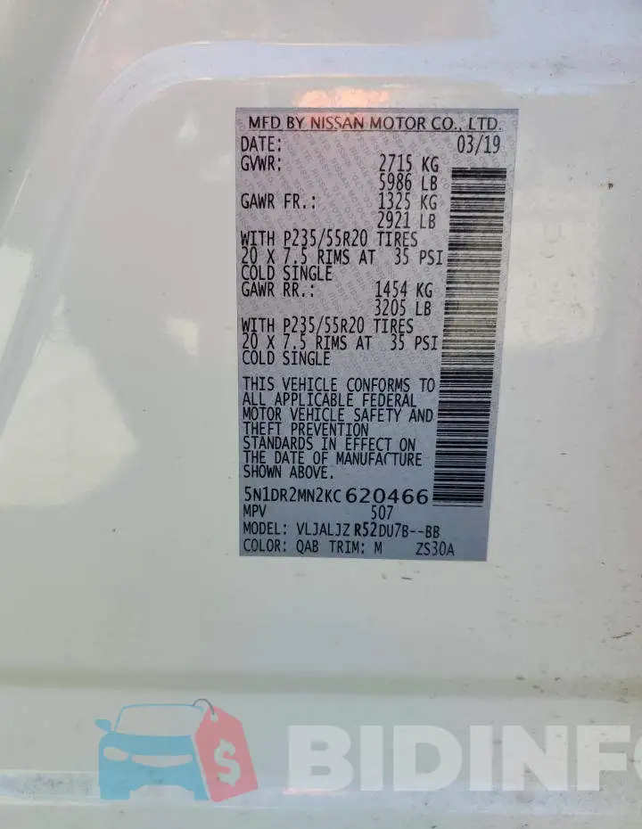 5N1DR2MN2KC620466 Photo# 13