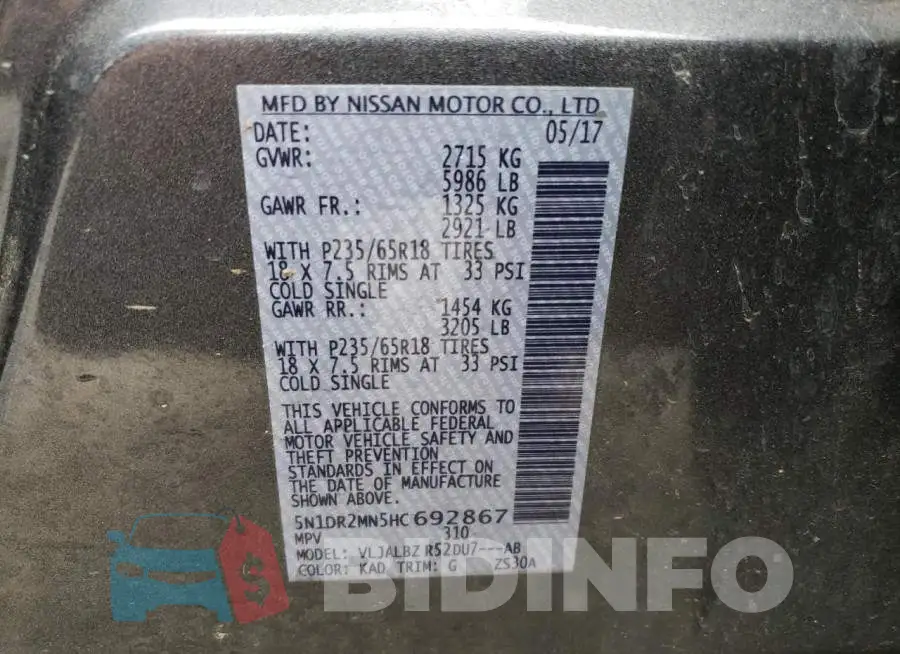 5N1DR2MN5HC692867 Photo# 13