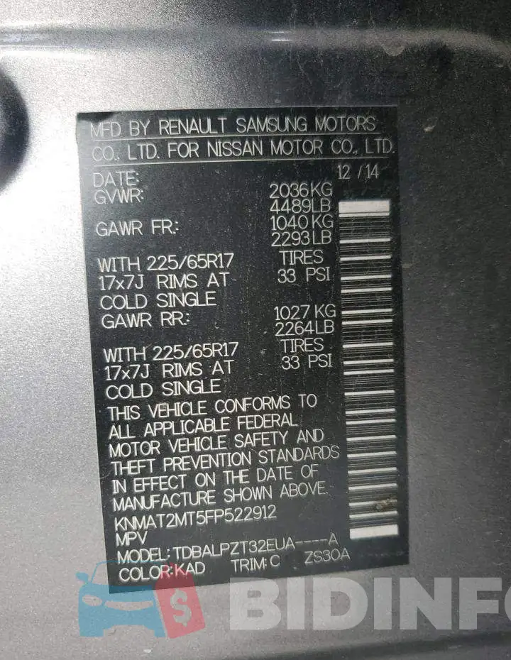 KNMAT2MT5FP522912 Photo# 13