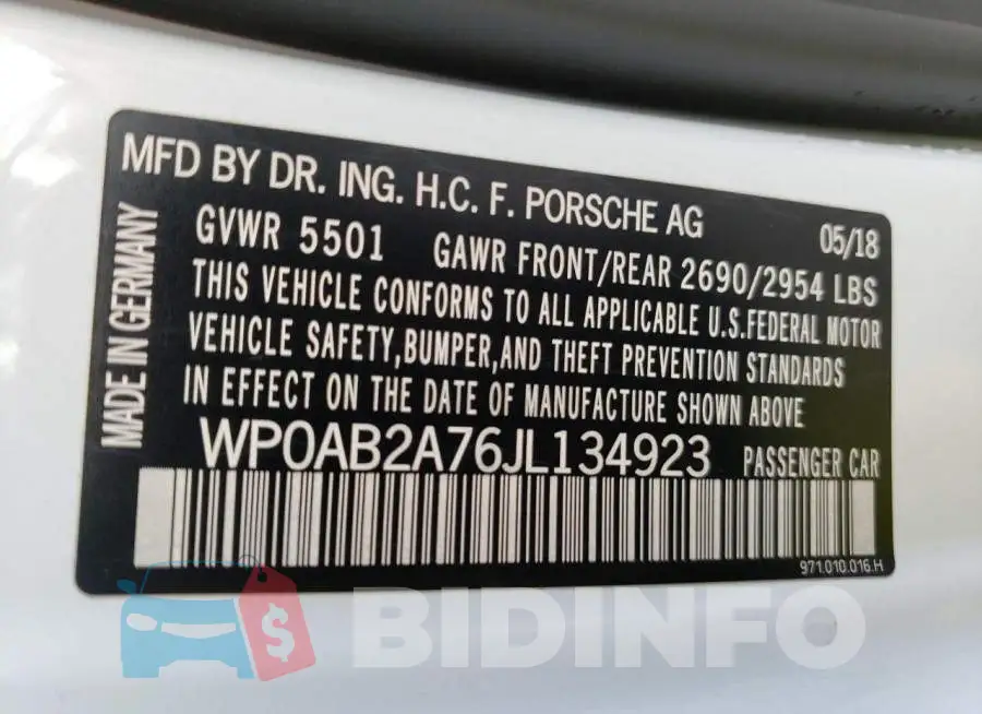WP0AB2A76JL134923 Photo# 13
