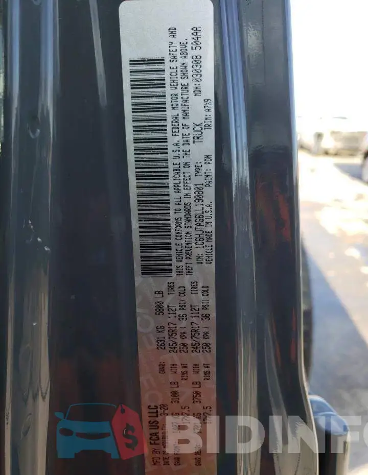1C6HJTAG6LL190801 Photo# 10