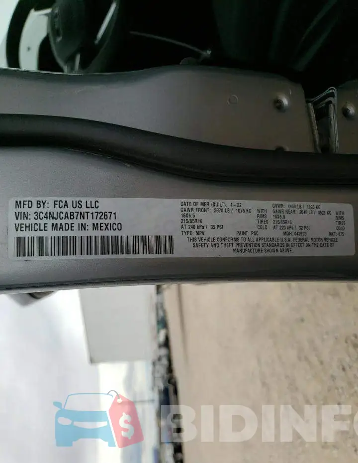 3C4NJCAB7NT172671 Photo# 14