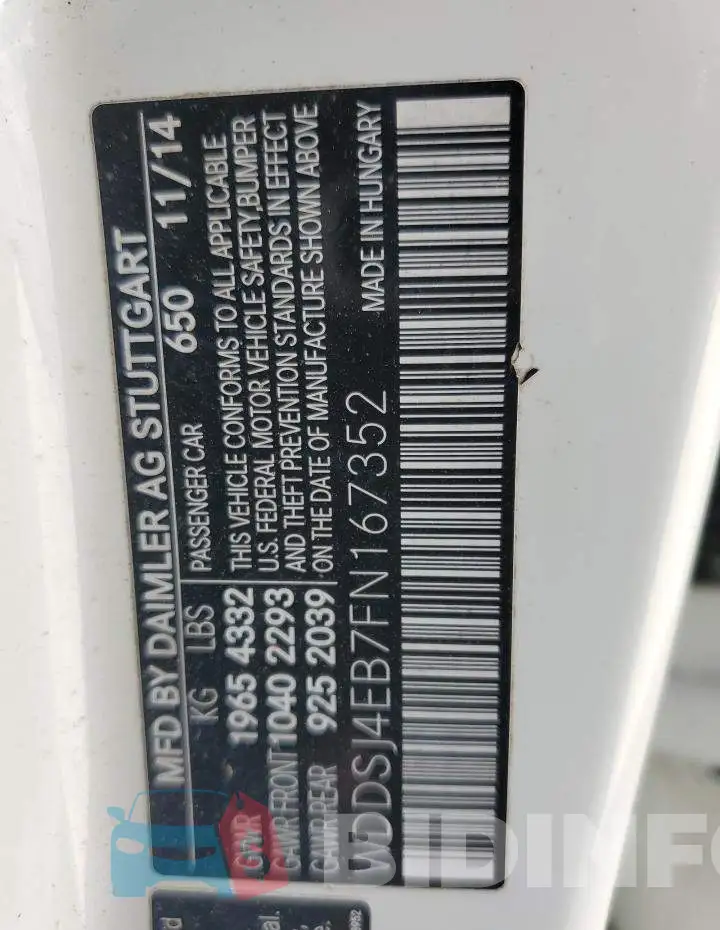WDDSJ4EB7FN167352 Photo# 12