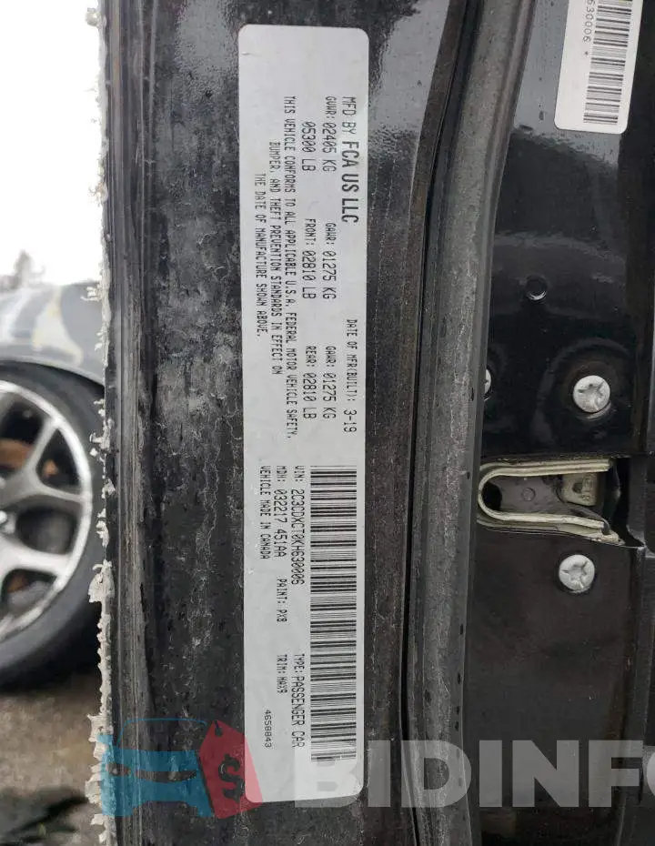 2C3CDXCT0KH630006 Photo# 12