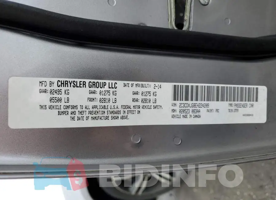 2C3CDXJG8EH224209 Photo# 12