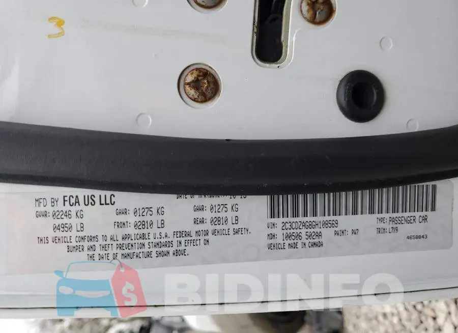 2C3CDZAG8GH108569 Photo# 12