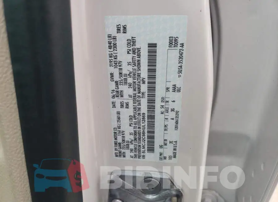 5LMCJ2C98HUL12869 Photo# 14