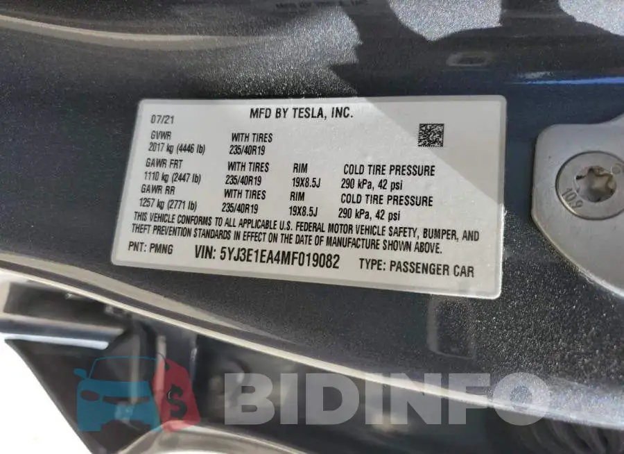 5YJ3E1EA4MF019082 Photo# 12