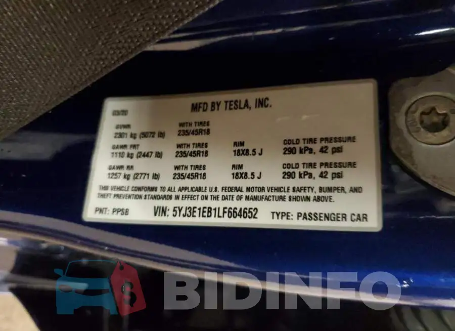 5YJ3E1EB1LF664652 Photo# 12