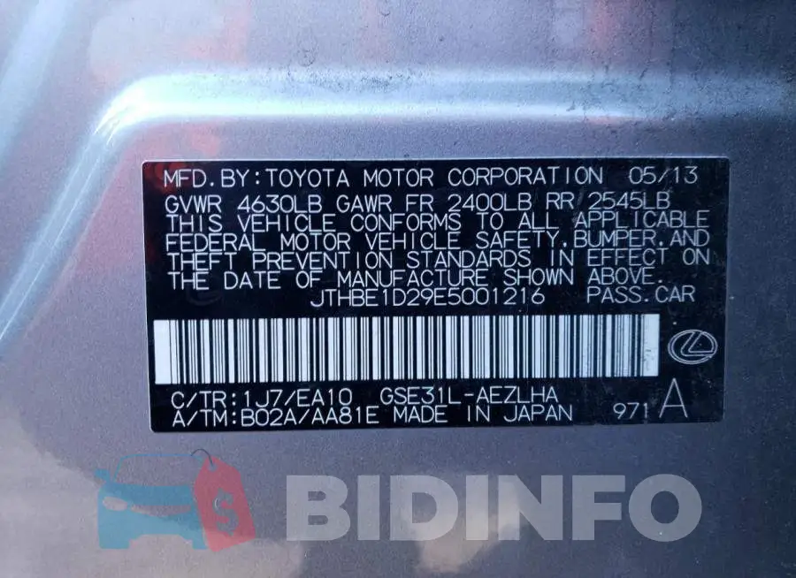 JTHBE1D29E5001216 Photo# 13