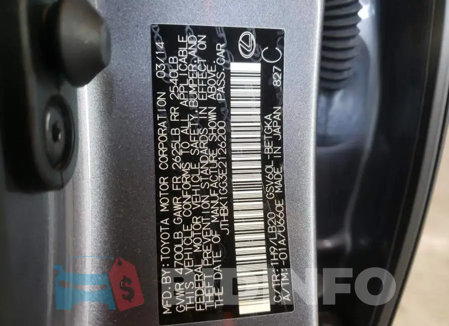 JTHBK1GG3E2126200 Photo# 10