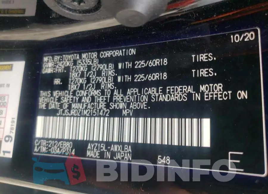 JTJSJRDZ1M2151472 Photo# 14