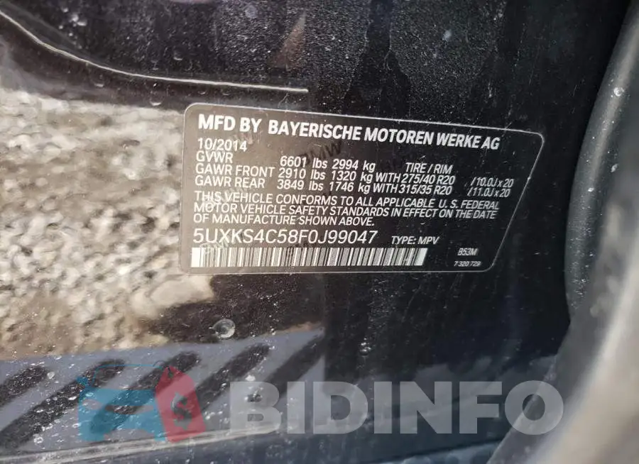 5UXKS4C58F0J99047 Photo# 12