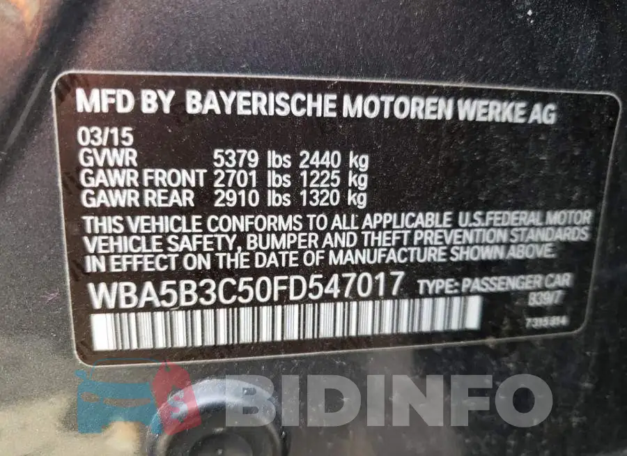 WBA5B3C50FD547017 Photo# 10