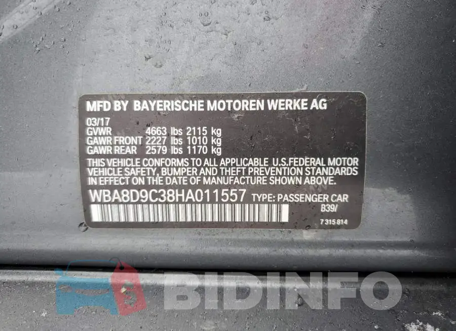 WBA8D9C38HA011557 Photo# 12