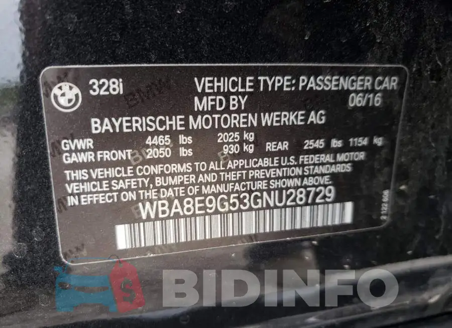 WBA8E9G53GNU28729 Photo# 12