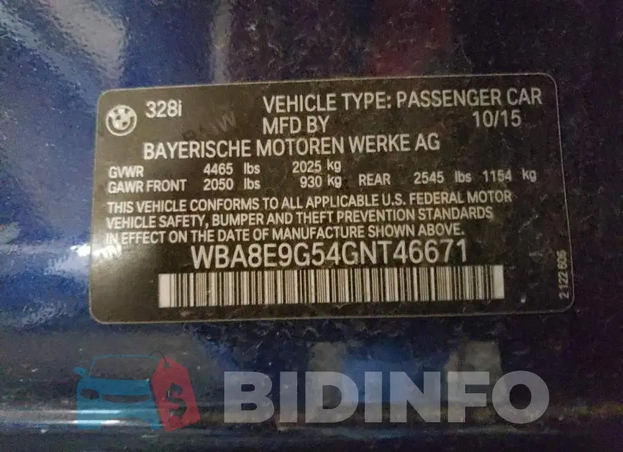 WBA8E9G54GNT46671 Photo# 12