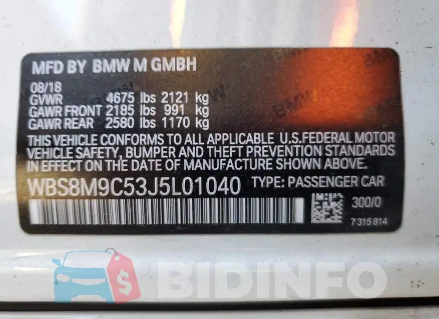 WBS8M9C53J5L01040 Photo# 12