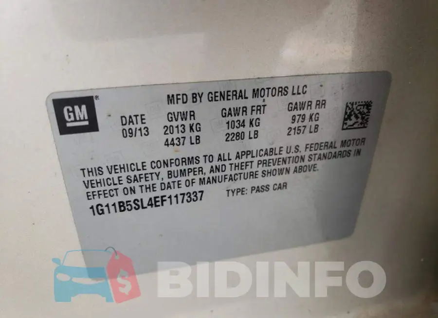 1G11B5SL4EF117337 Photo# 13