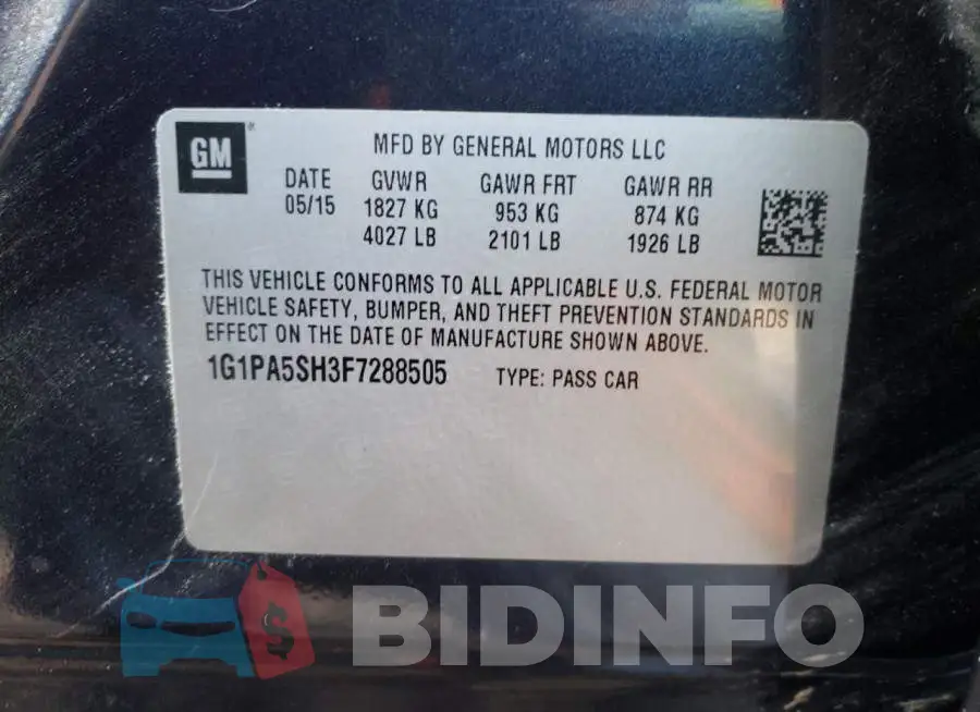 1G1PA5SH3F7288505 Photo# 12