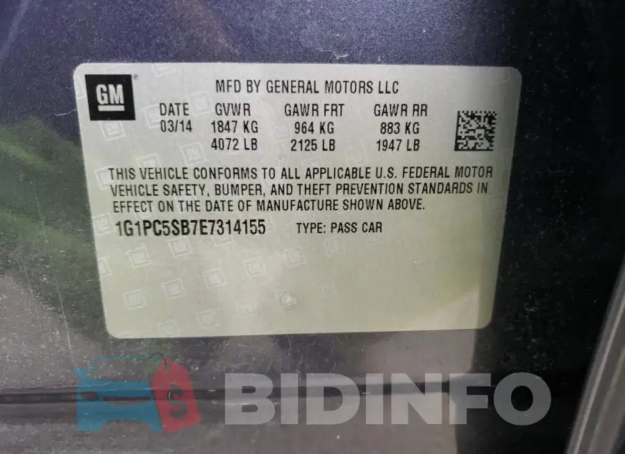 1G1PC5SB7E7314155 Photo# 12