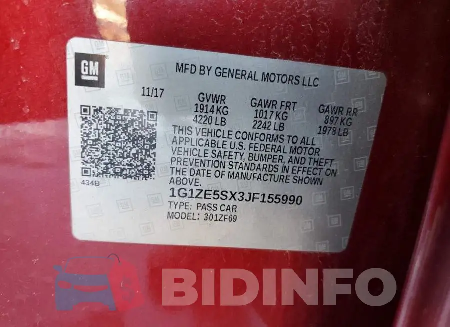 1G1ZE5SX3JF155990 Photo# 12