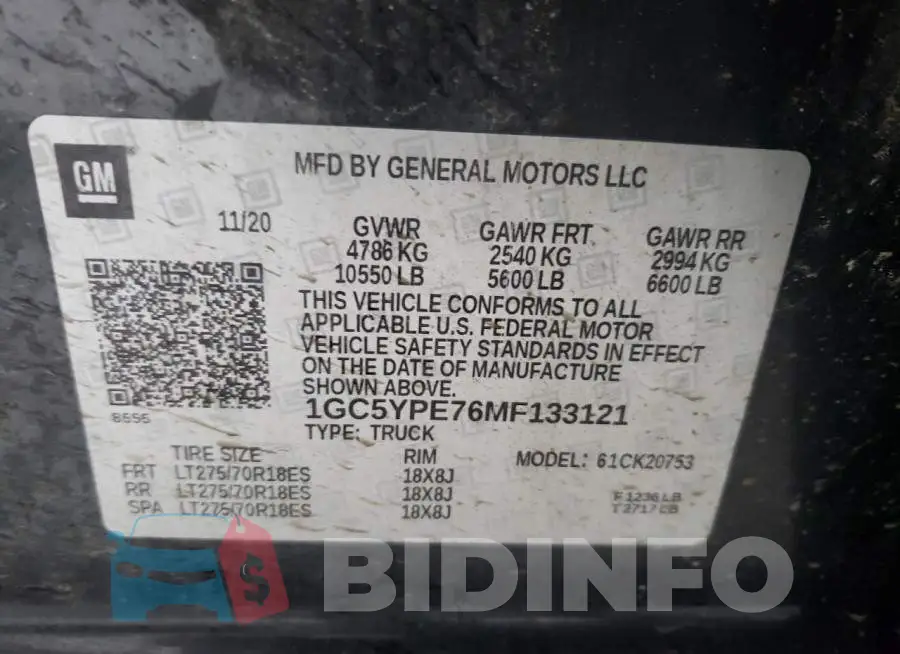 1GC5YPE76MF133121 Photo# 12