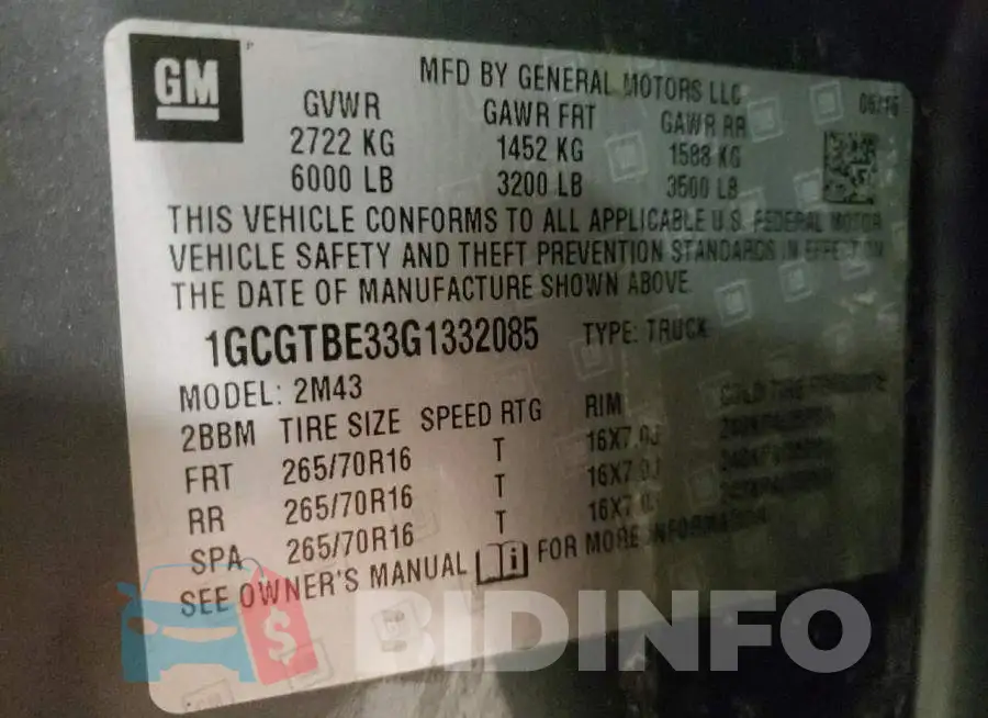 1GCGTBE33G1332085 Photo# 12