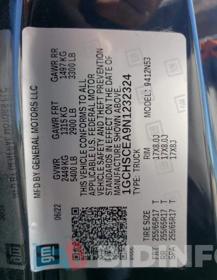 1GCHSCEA9N1232324 Photo# 12