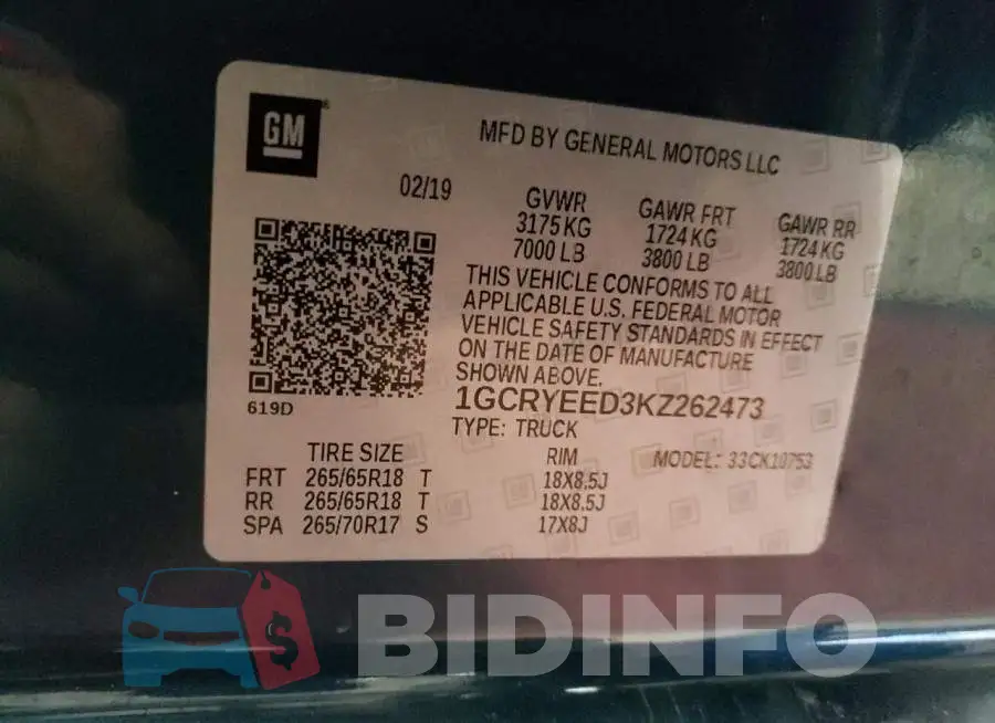 1GCRYEED3KZ262473 Photo# 13