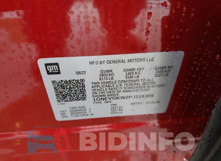 1GNEVGKW2PJ119309 Photo# 13