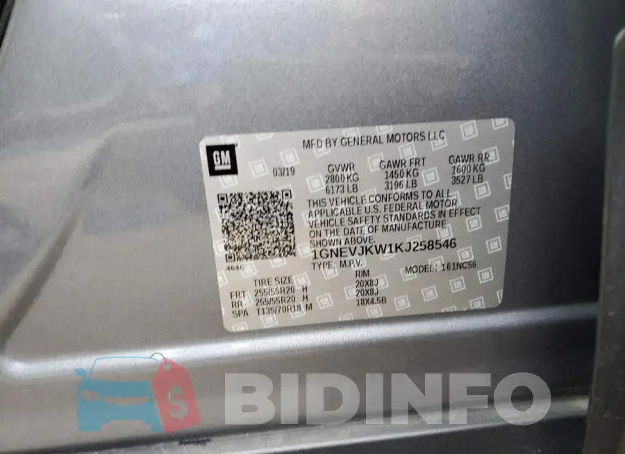 1GNEVJKW1KJ258546 Photo# 13