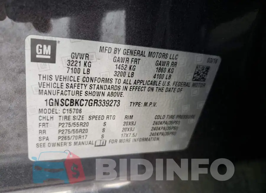 1GNSCBKC7GR339273 Photo# 10