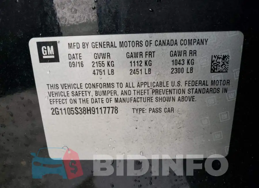 2G1105S38H9117778 Photo# 12