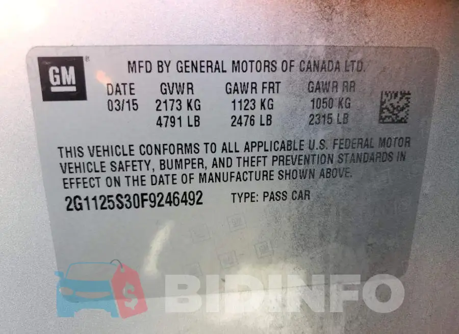 2G1125S30F9246492 Photo# 13