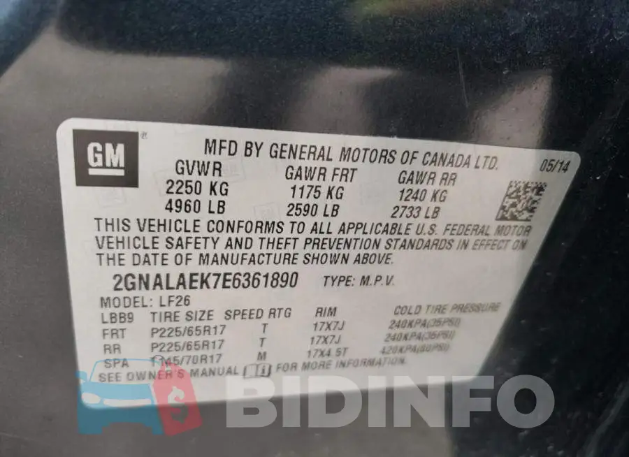 2GNALAEK7E6361890 Photo# 12