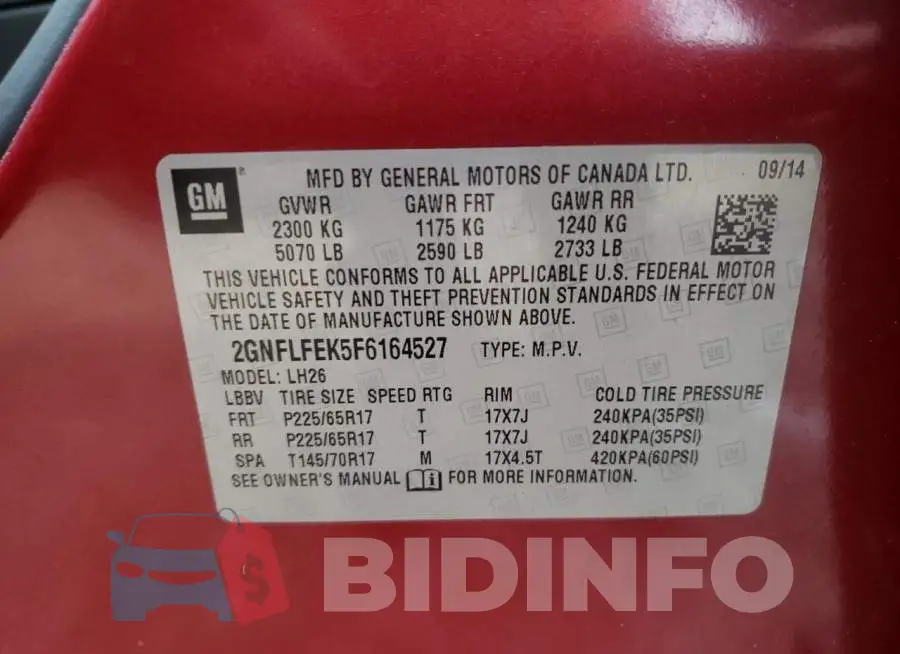 2GNFLFEK5F6164527 Photo# 12