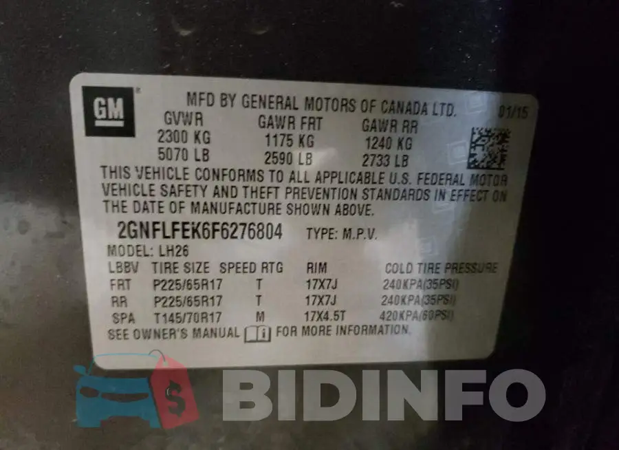 2GNFLFEK6F6276804 Photo# 12