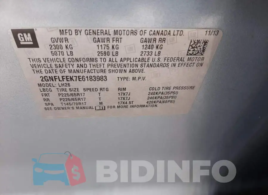 2GNFLFEK7E6183983 Photo# 13