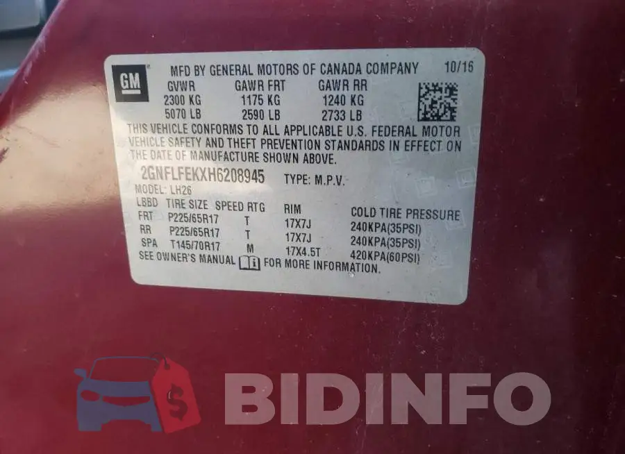 2GNFLFEKXH6208945 Photo# 13