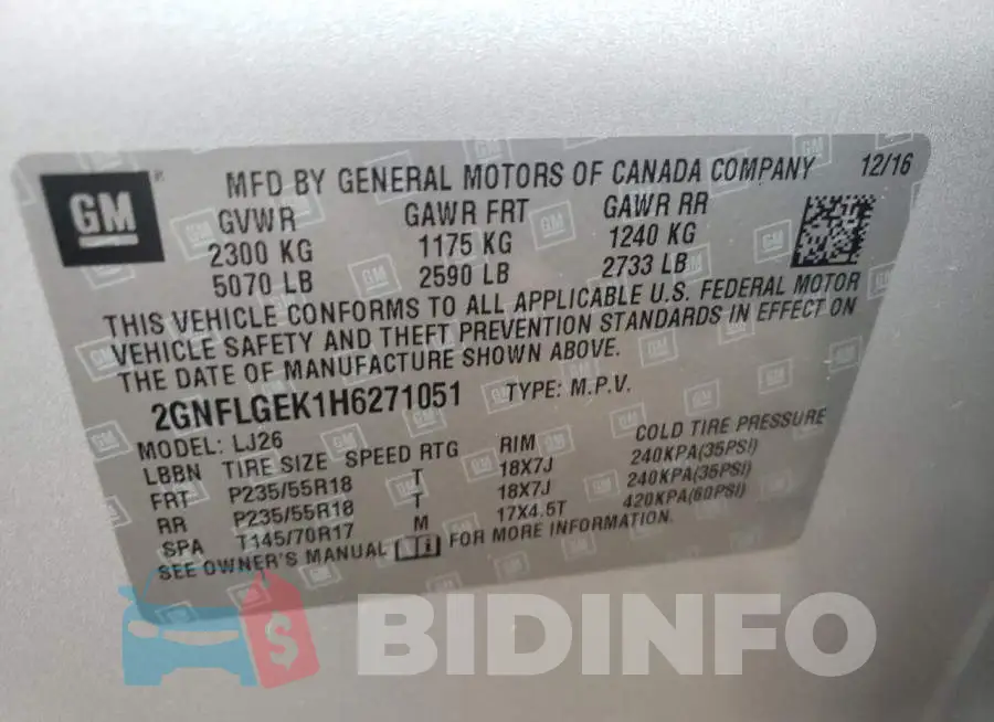 2GNFLGEK1H6271051 Photo# 13