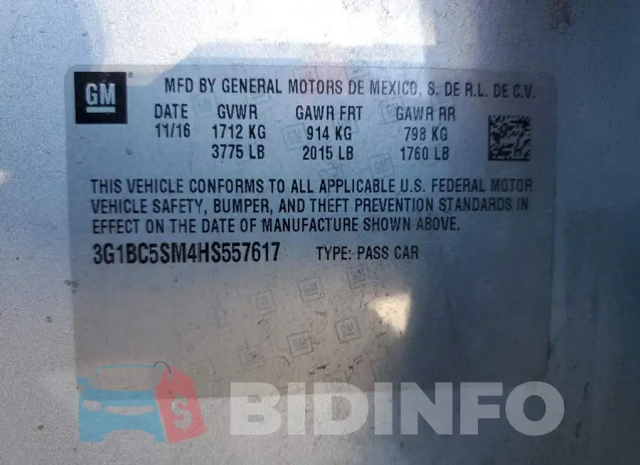 3G1BC5SM4HS557617 Photo# 13