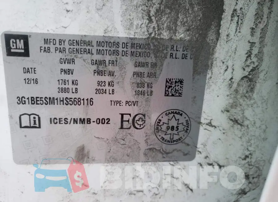 3G1BE5SM1HS568116 Photo# 12