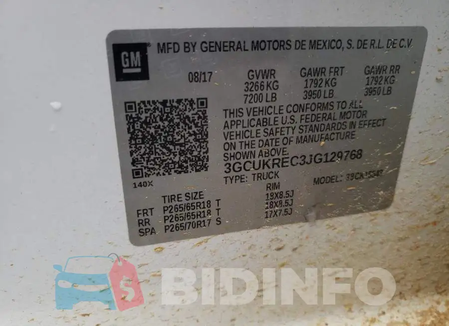 3GCUKREC3JG129768 Photo# 12