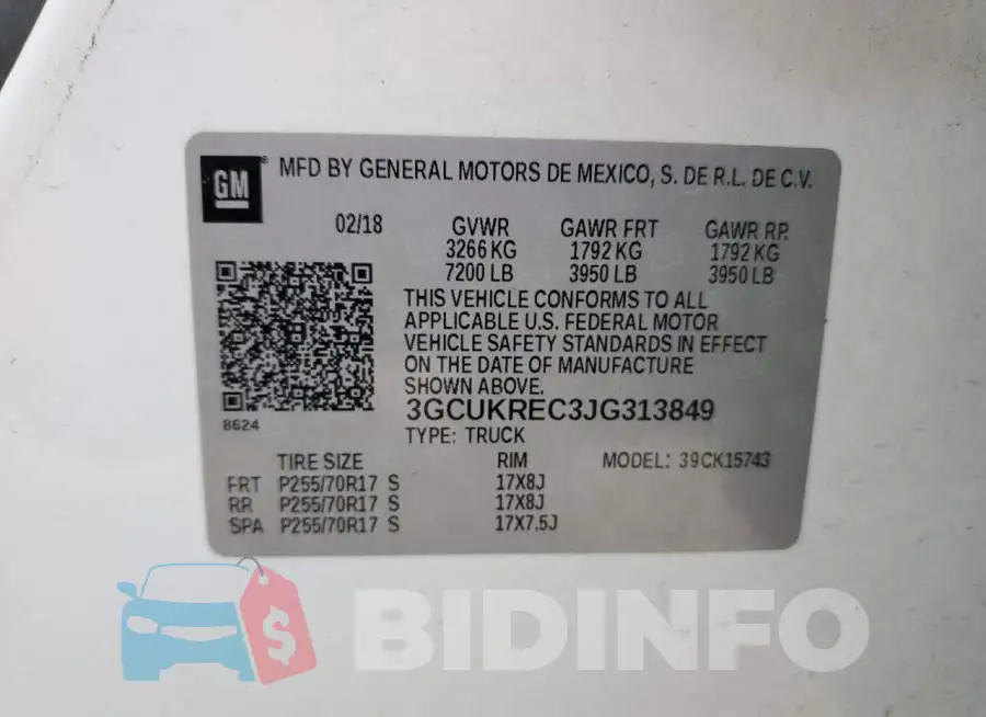 3GCUKREC3JG313849 Photo# 12