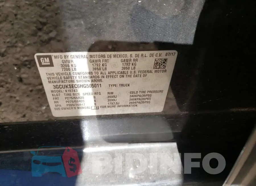 3GCUKSEC6HG505011 Photo# 12